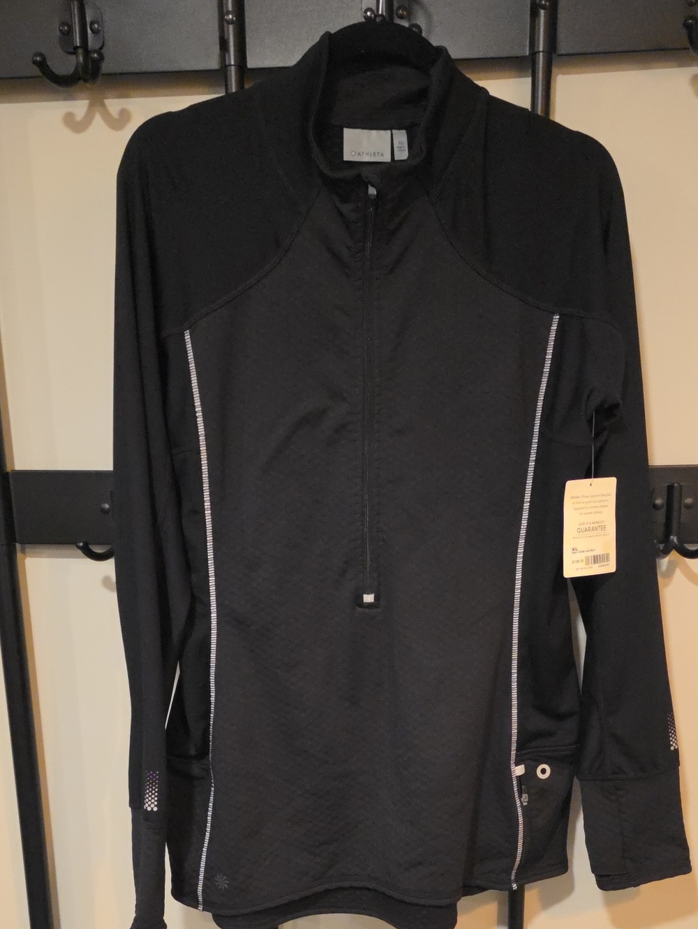 Athleta Black Half‑Zip Active Utility Jacket with Reflective Trim
